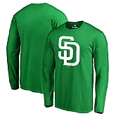 Men's San Diego Padres Fanatics Branded Kelly Green St. Patrick's Day White Logo Long Sleeve T-Shirt,baseball caps,new era cap wholesale,wholesale hats